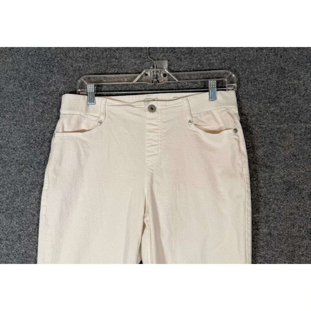 J.Jill Jeans Womens‎ 10 White HIgh Rise Cropped Denim Pants Stretch Waist